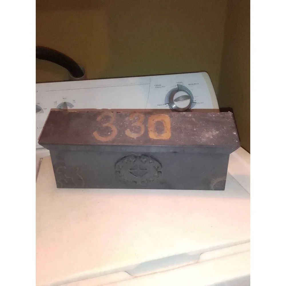 Vintage Mid Century Metal Black Mailbox Wall Mount Box 15